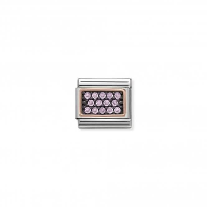 Classic Pave Zirconia Rose Gold Rectangle Pink Link 430313/07