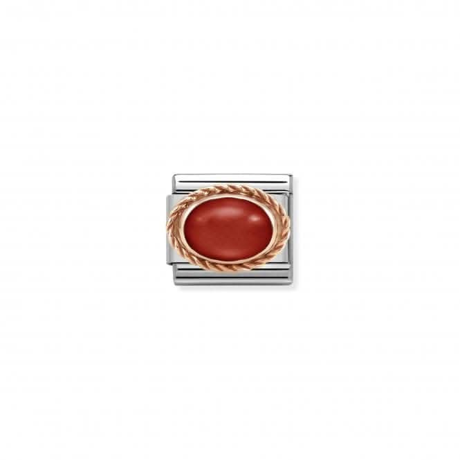 Classic Pink Gold And Stones Red Coral Link Charm 430507/11
