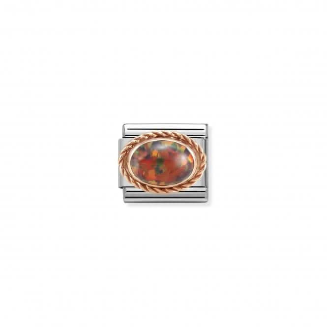 Classic Pink Gold And Stones Red Opal Link Charm 430507/08