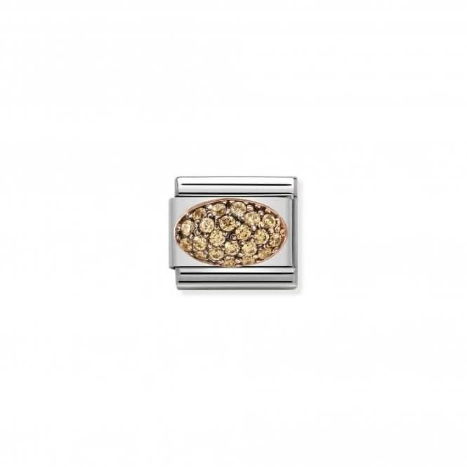 Classic Rounded Zirconia Rose Gold Champagne Dome Link 430314/01