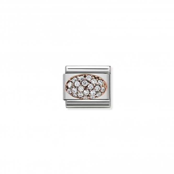 Classic Rounded Zirconia Rose Gold Dome White Link 430314/04