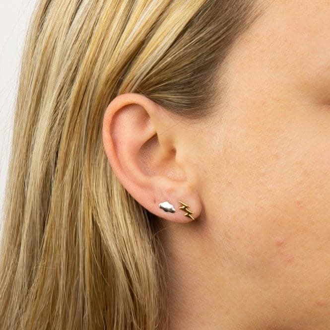 Cloud and Lightning Bolt Stud Earrings E6006