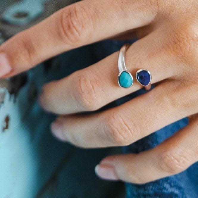 Coast Pebble Azure Gemstone Open Crossover Ring 10175LMG