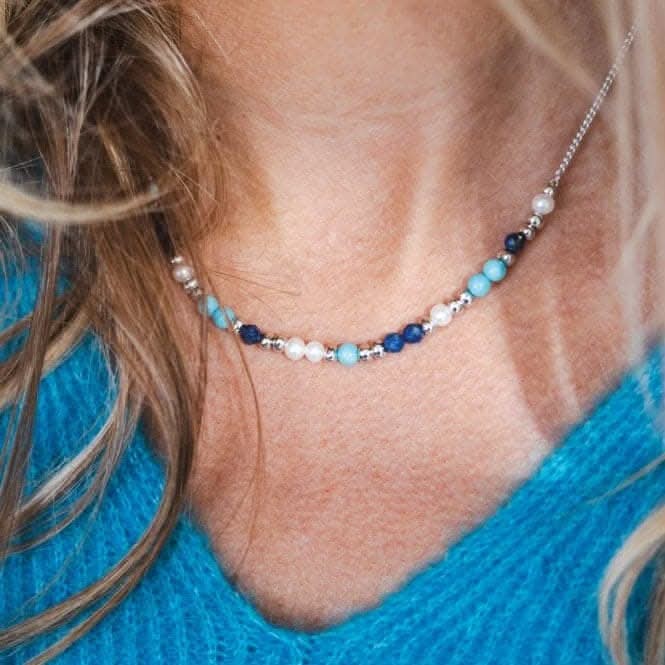 Coast Tumble Azure Gemstone Beaded Necklace 90177LMGP
