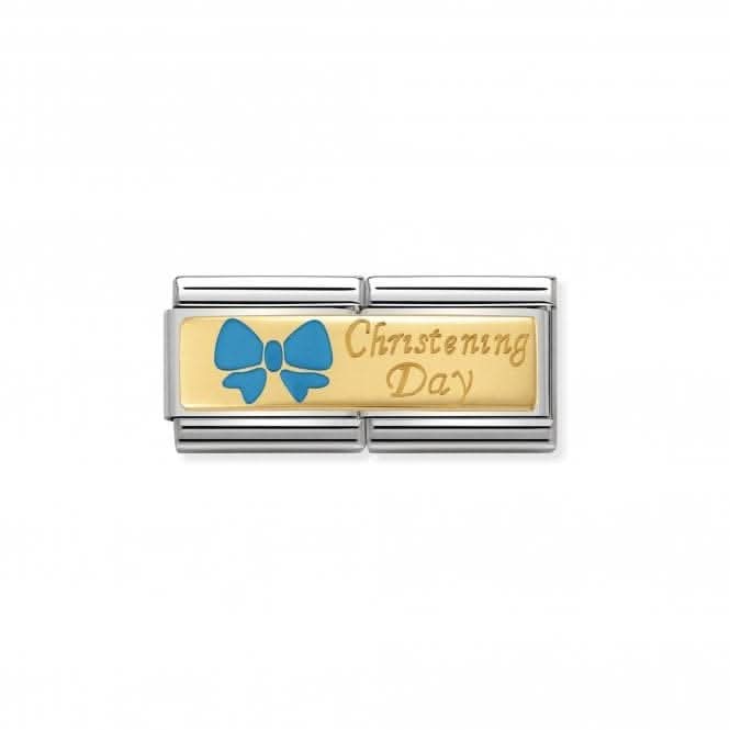 Composable Classic Double Gold Light Blue Christening Day Link 030720/05