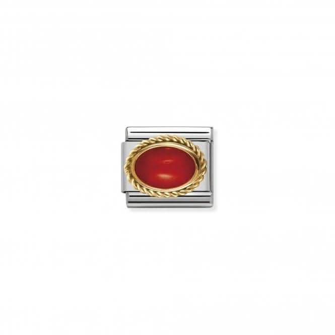 Composable Classic Gold Setting Red Coral Link 030507/11