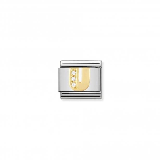 Composable Classic Letters Gold Cubic Zirconia U Link 030301/21