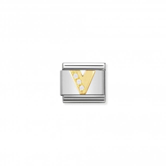 Composable Classic Letters Gold Cubic Zirconia V Link 030301/22