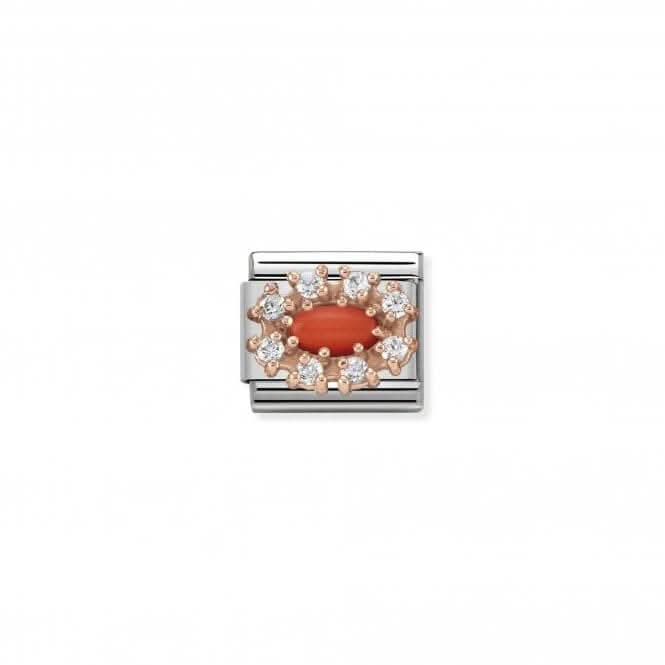 Composable Classic Stones Zirconia Rose Gold Red Coral Link 430308/11