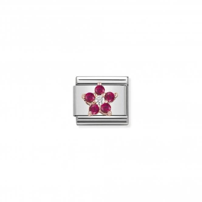 Composable Classic Zirconia Rose Gold Red White Flower Link 430317/01