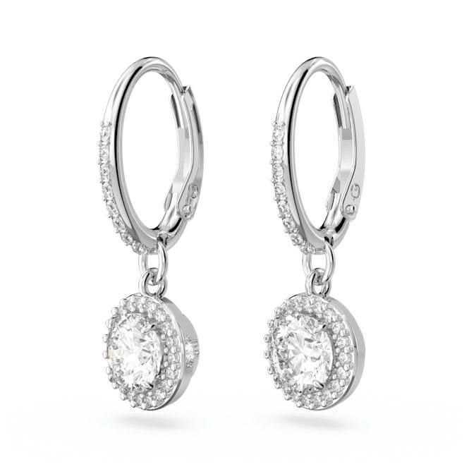 Una Round Cut Pavé White Rhodium Plated Drop Earrings 5636270