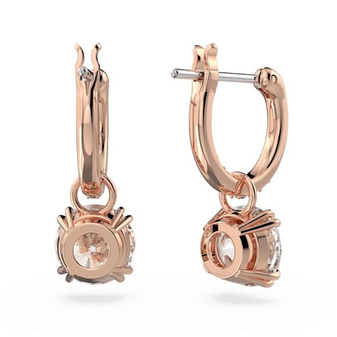 Constella Drop Round Cut White Rose Gold-tone Plated Earrings 5639975