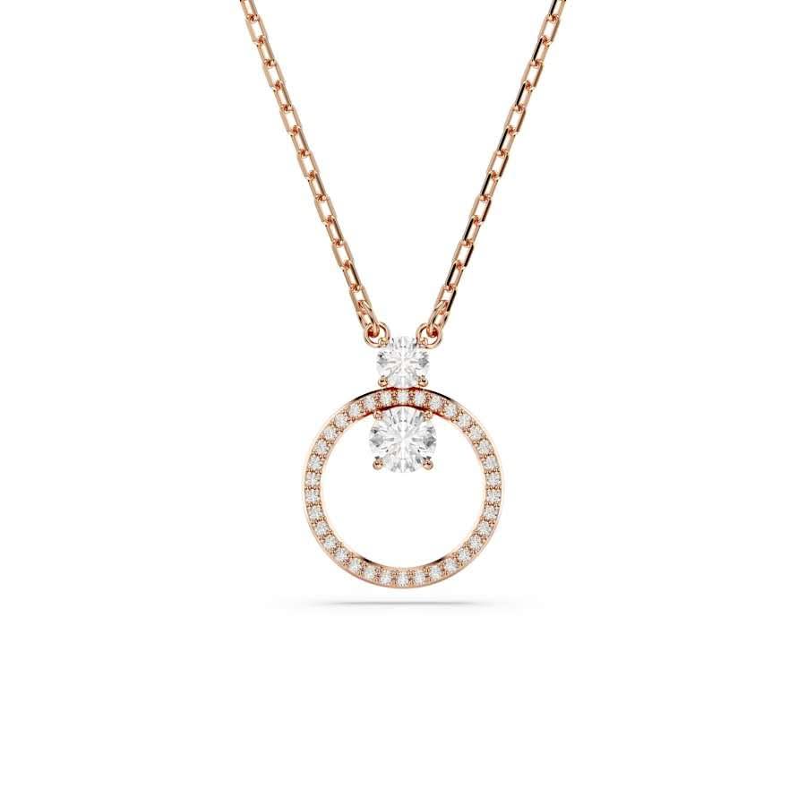Constella Rose Gold-tone White Round Cut Pendant 5692266