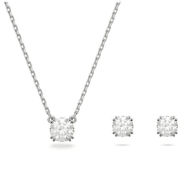 Stilla Round Cut White Rhodium Plated Set 5647663