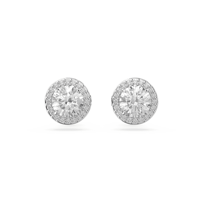 Constella Stud Round Cut Pavé White Rhodium Plated Earrings 5636269
