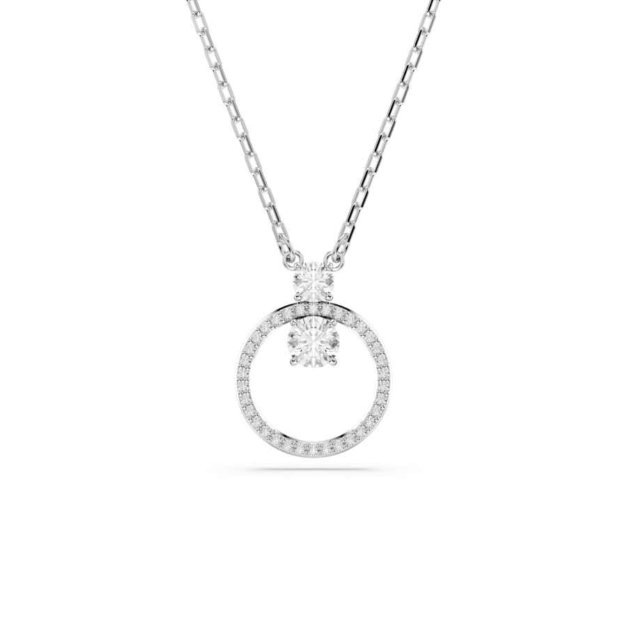Constella Rhodium Plated White Round Cut Pavé Pendant 5692261