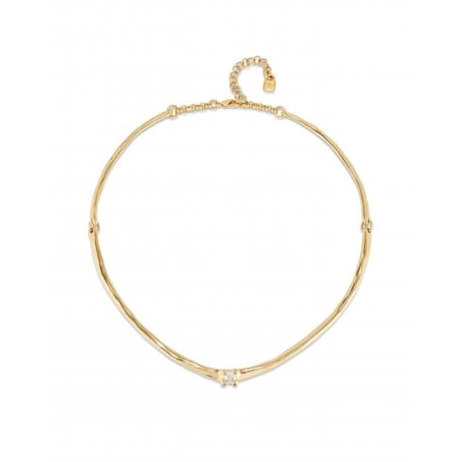 Cosmos 18k Gold-Plated Rigid White Zirconia Necklace COL1913BLNORO0U