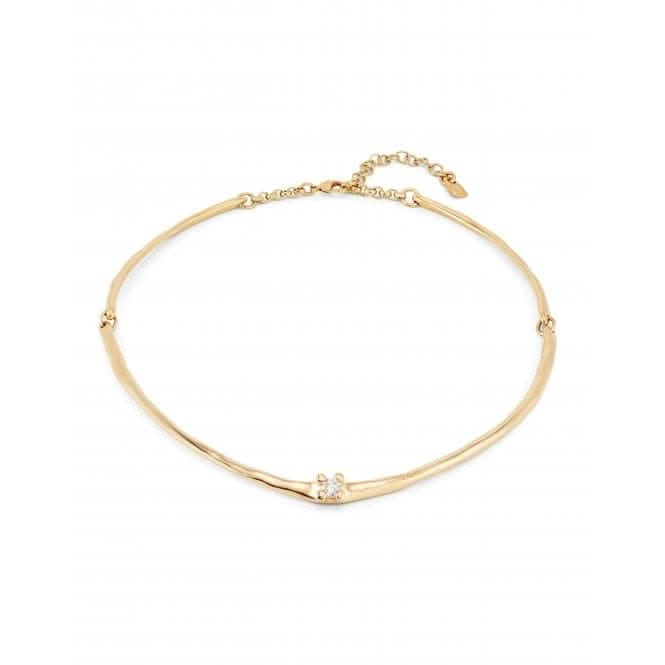 Cosmos 18k Gold-Plated Rigid White Zirconia Necklace COL1913BLNORO0U