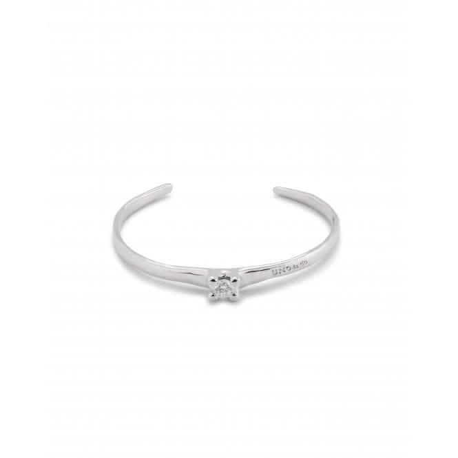 Cosmos Silver Plated Rigid Central White Zirconia Bangle PUL2431BLNMTL0M