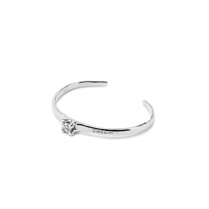 Cosmos Silver Plated Rigid Central White Zirconia Bangle PUL2431BLNMTL0M
