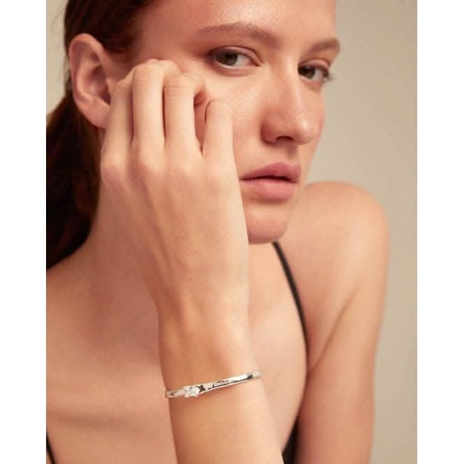 Cosmos Silver Plated Rigid Central White Zirconia Bangle PUL2431BLNMTLUNOde50PUL2431BLNMTL