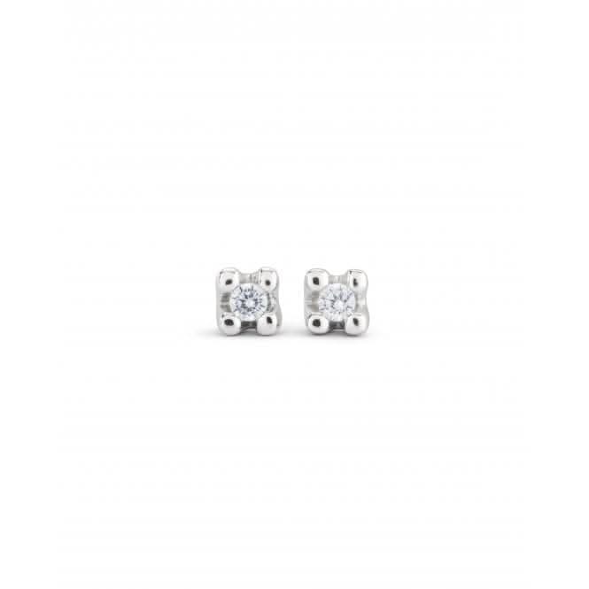 Cosmos Silver Plated White Zirconia Stud Earrings PEN0951BLNMTL0U