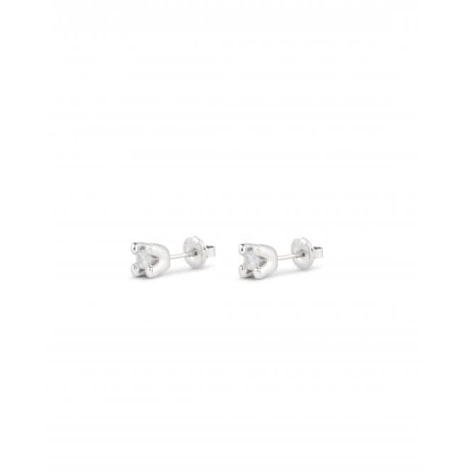 Cosmos Silver Plated White Zirconia Stud Earrings PEN0951BLNMTL0U