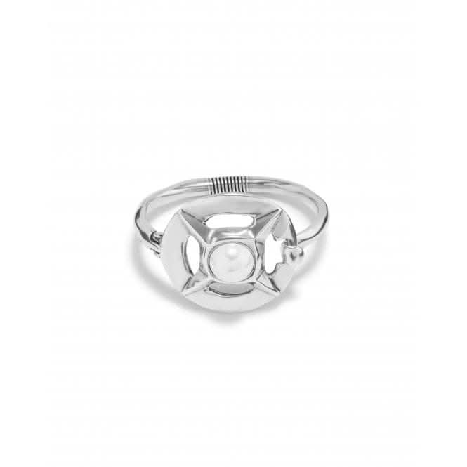 Sterling Silver Plated Large Center Link Pearl Shell Bangle PUL2410BPLMTL0M