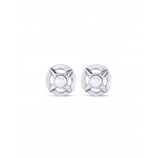 Crafted Silver Plated Link Shell Pearl Earrings PEN0953BPLMTL0U