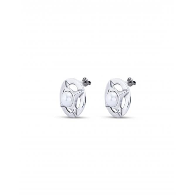 Crafted Silver Plated Link Shell Pearl Earrings PEN0953BPLMTLUNOde50PEN0953BPLMTL