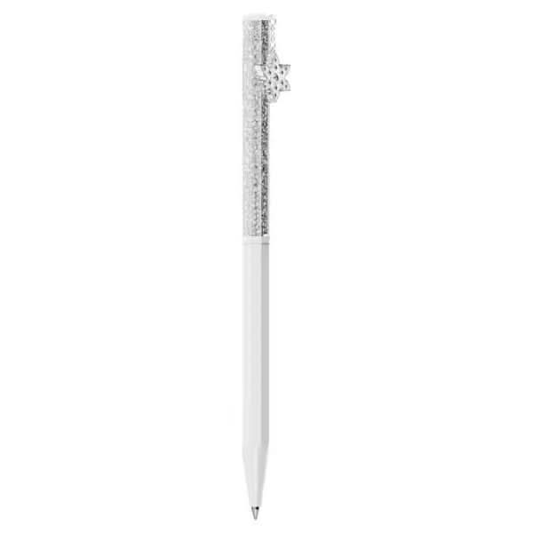 Crystalline Octagon Shape White Lacquered Snowflake Ballpoint Pen 5696718