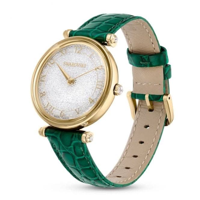 Crystalline Wonder Swiss Made Leather strap Green Gold-tone Finish Watch 5656893