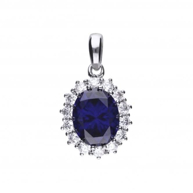 Cubic Zirconia Blue Oval Pave Pendant P4658