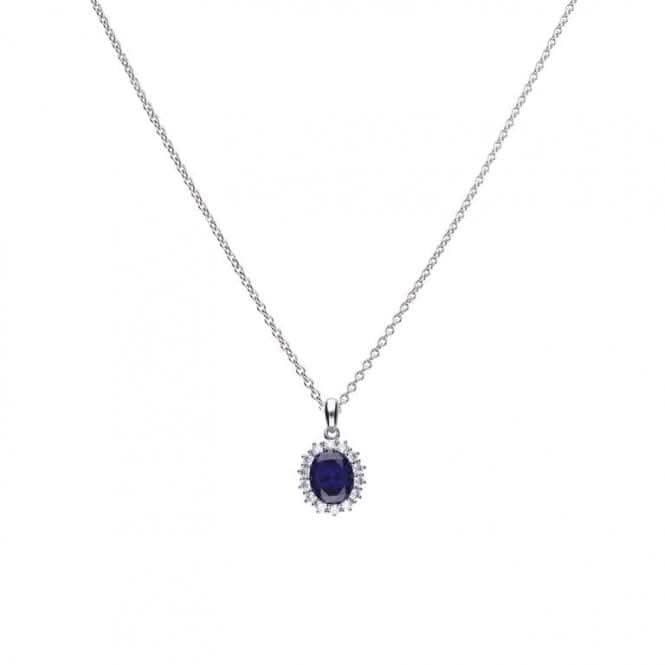 Cubic Zirconia Blue Oval Pave Pendant P4658