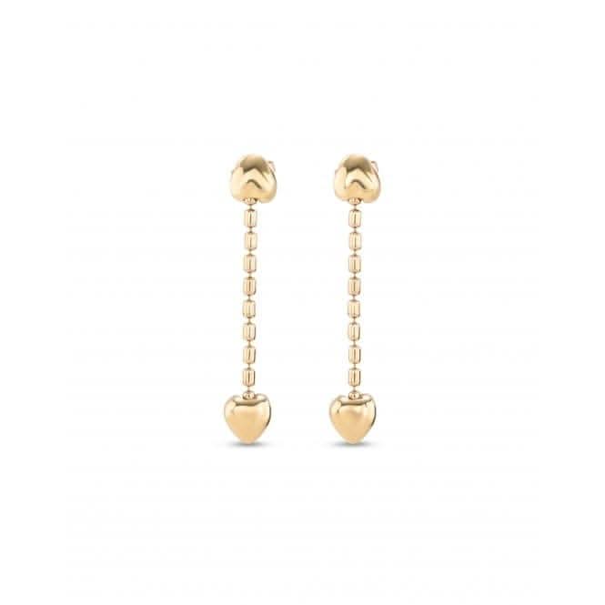 Cupido 18k Gold-Plated Hanging Chain Small Hearts Earrings PEN0935ORO0000U