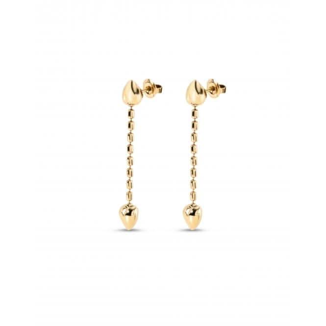 Cupido 18k Gold-Plated Hanging Chain Small Hearts Earrings PEN0935ORO0000U