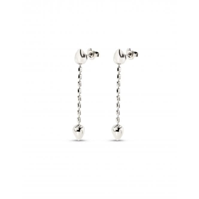 Cupido Silver Plated Hanging Chain Small Hearts Earrings PEN0935MTL0000U