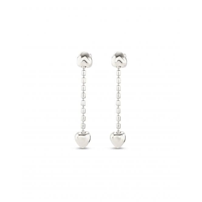 Cupido Silver Plated Hanging Chain Small Hearts Earrings PEN0935MTL0000U