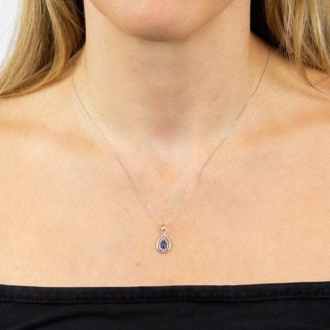 Cut Out Teardrop Sapphire White Gold Pendant GP2271L