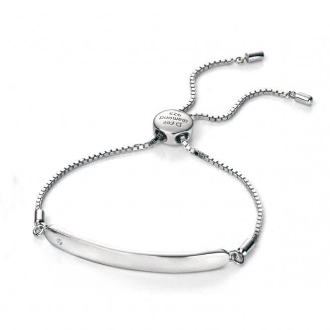 D for Diamond Sterling Silver Chain ID Bracelet B4788