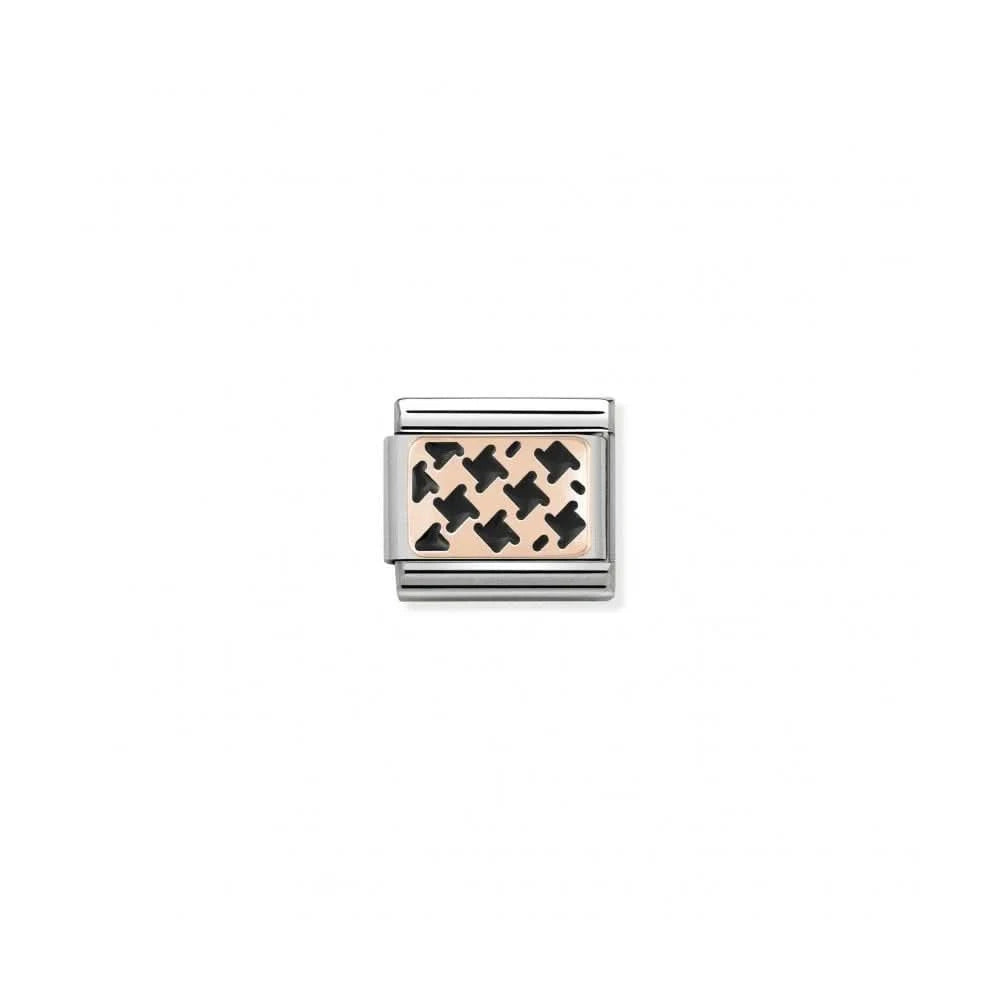 Composable Classic 9K Rose Gold Black Enamel Houndstooth Link 430201/01