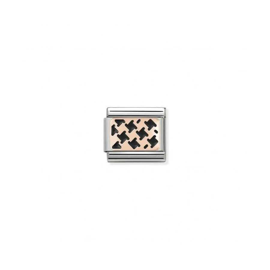 Composable Classic 9K Rose Gold Black Enamel Houndstooth Link 430201/01