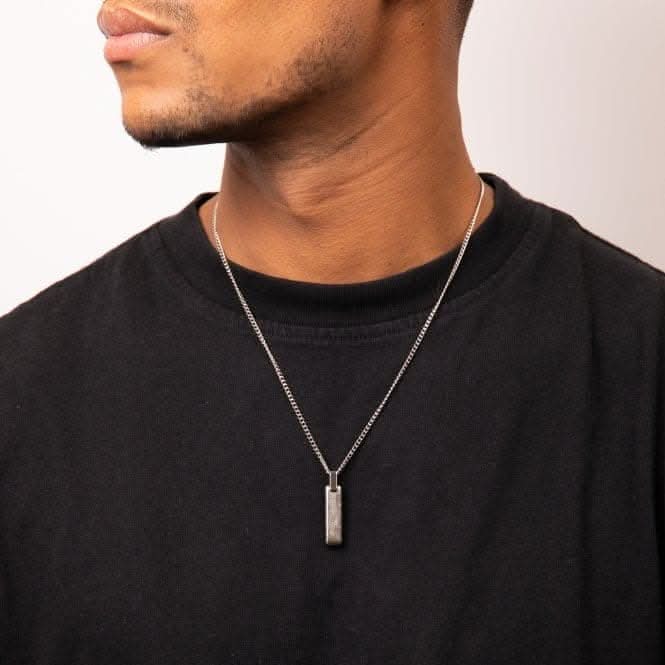 Damascus Stainless Steel Narrow Bar Pendant P5383