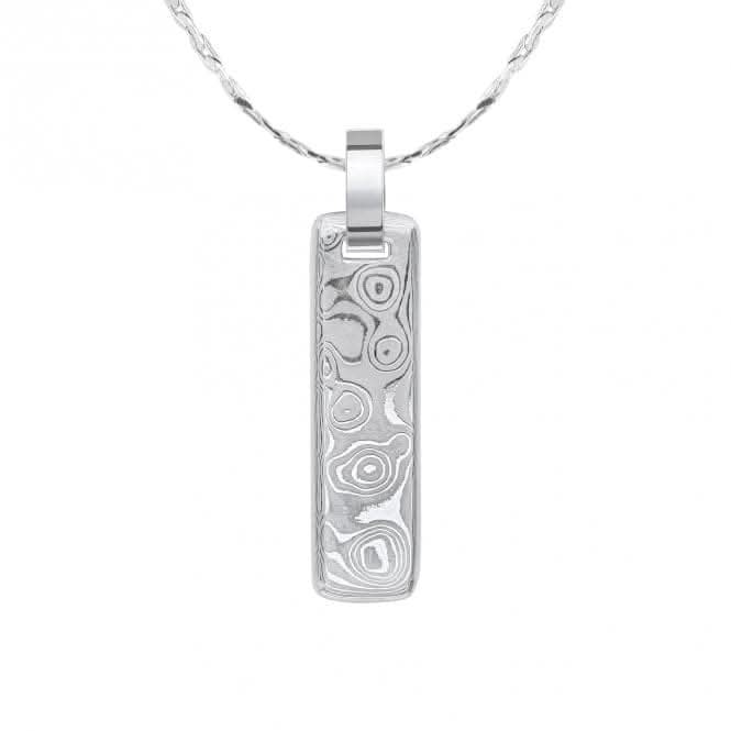 Damascus Stainless Steel Narrow Bar Pendant P5383