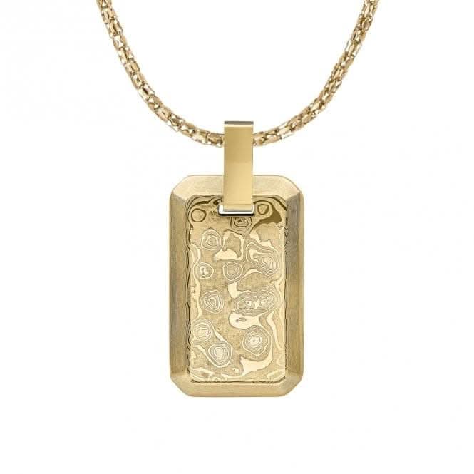 Damascus Stainless Steel Rectangular Pendant P5380