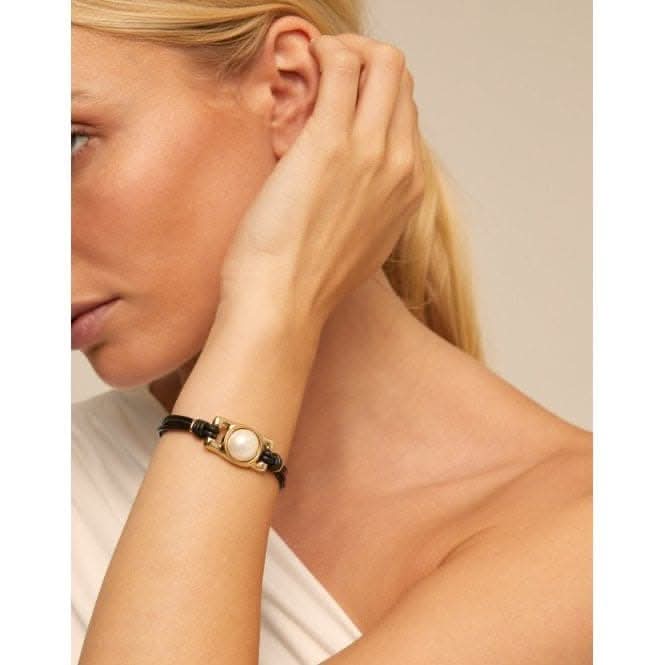 Darling White Leather Pearl Shell BraceletUNOde50PUL2276BPLORO0U