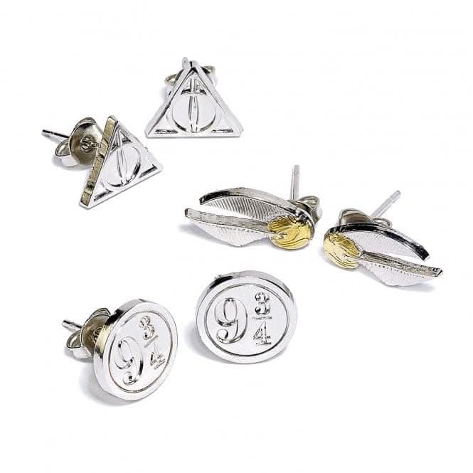 Deathly Hallows/Golden Snitch/Platform Stud Earring Set