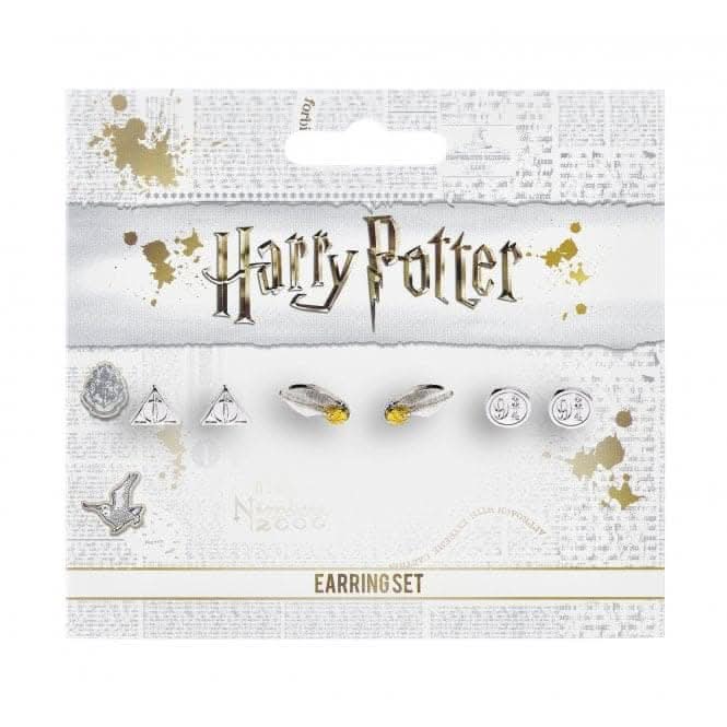 Deathly Hallows/Golden Snitch/Platform Stud Earring Set