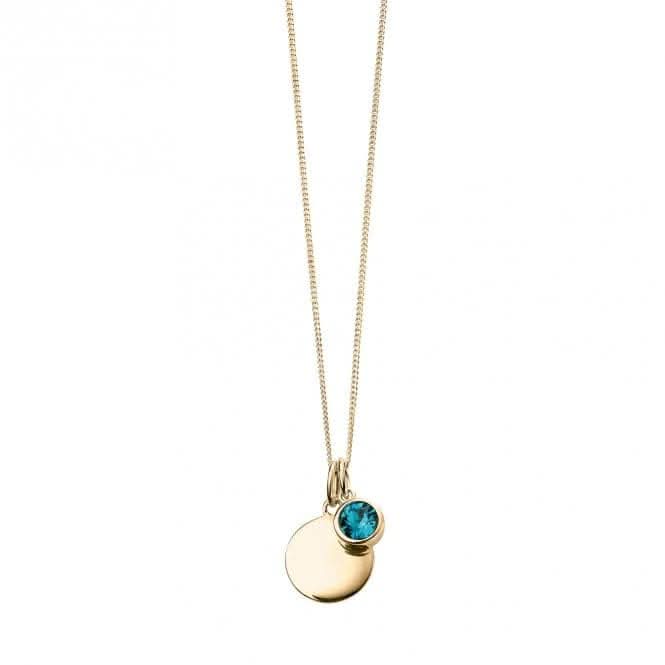 December Yellow Gold Plated Birthstone Engravable Disc Necklace P5019