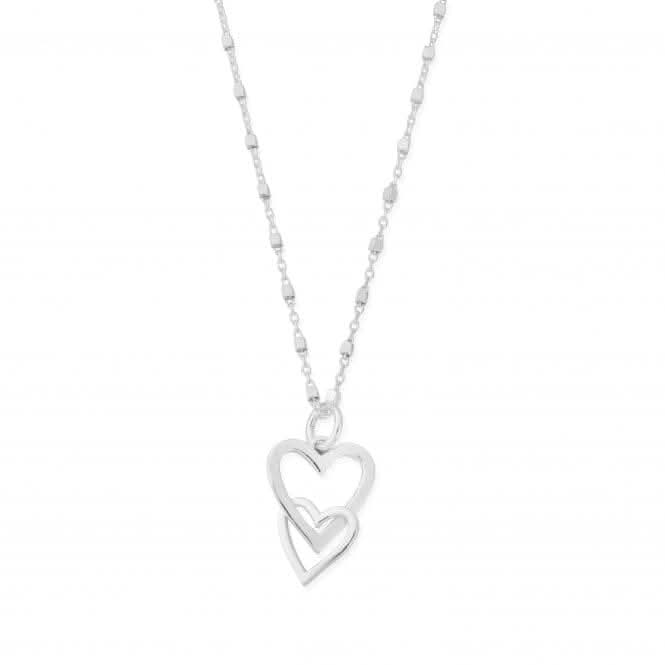 Delicate Cube Interlocking Love Heart Necklace SNDC572